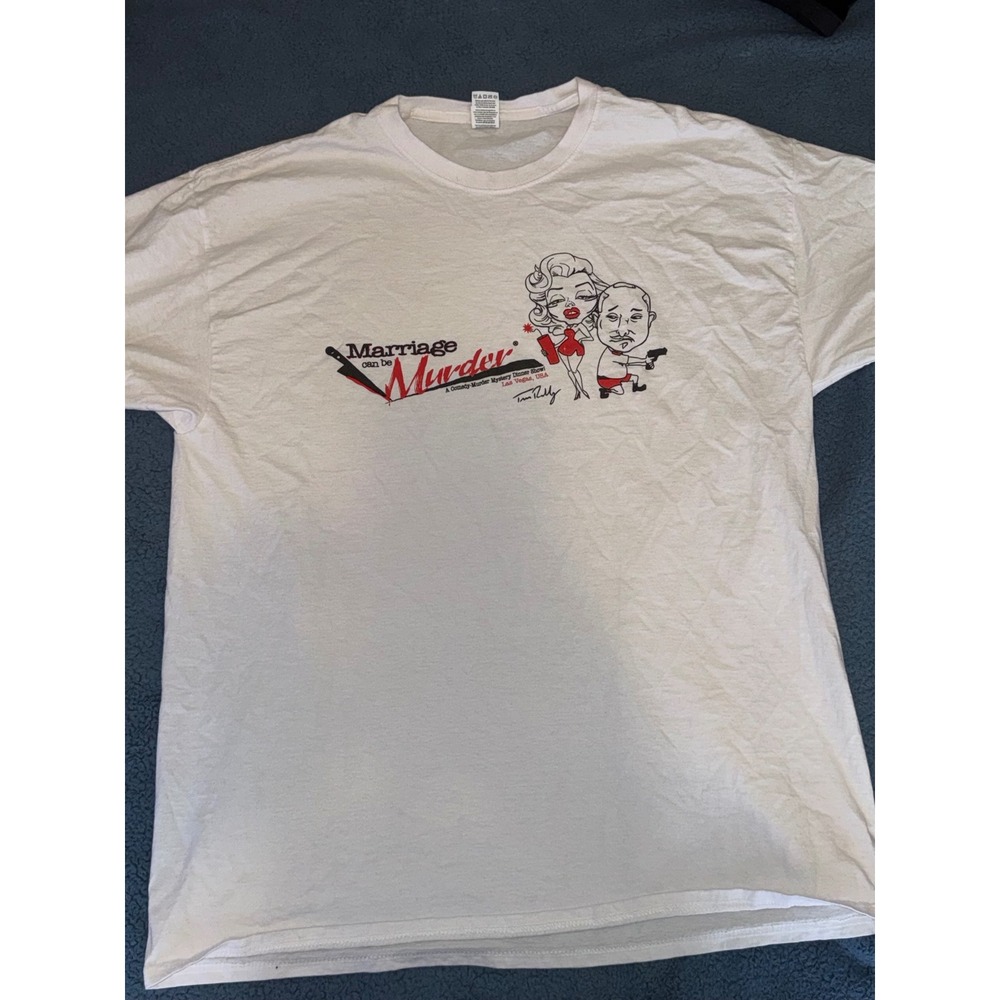 Fruit of the Loom Marriage Can Be Murder Las Vegas Dinner Show T-Shirt Mens XL